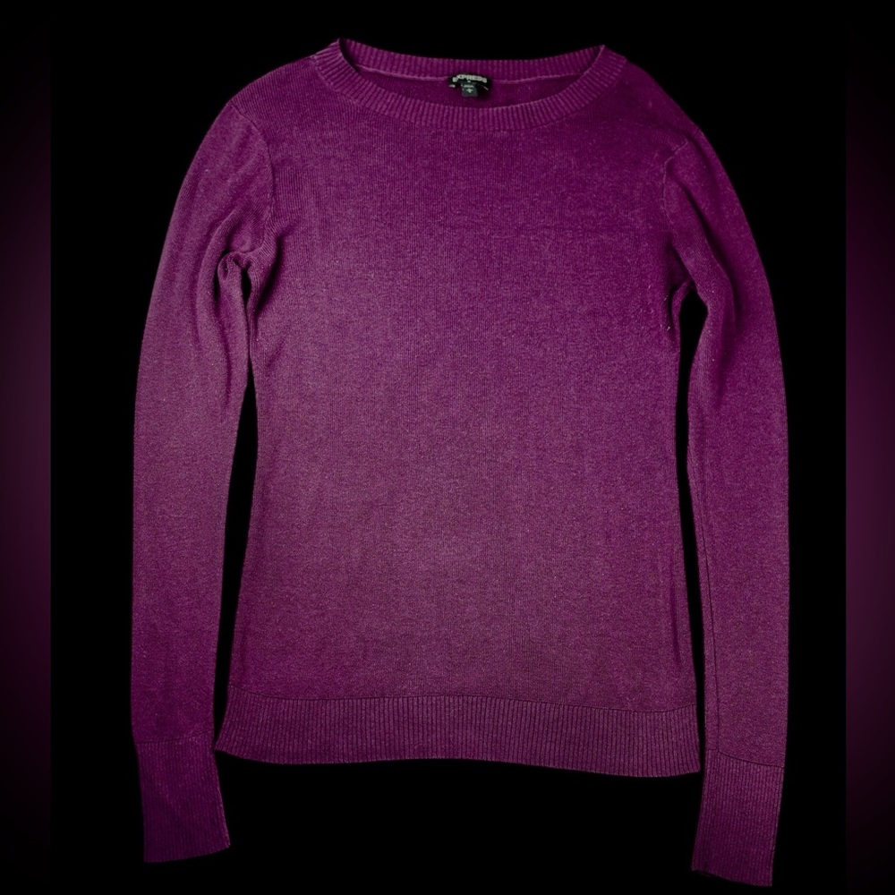 Express Plum Purple Cotton Rayon Knit Sweater Pullover – Size L - Picture 7 of 14